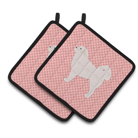 Carolines Treasures Polish Tatra Sheepdog Checkerboard Pink Pair of Pot Holders BB3627PTHD